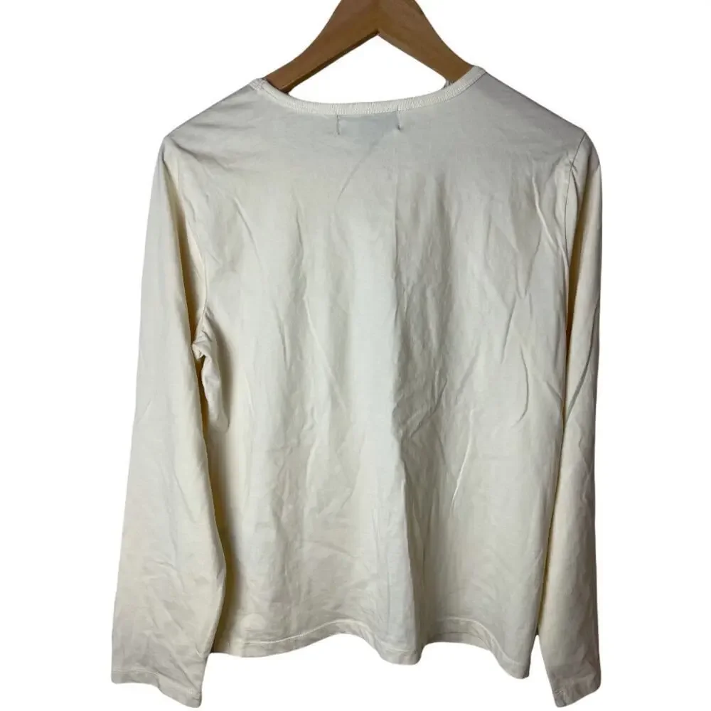 L-RL Lauren Active Ivory Long Sleeve Shirt Women's Size L - Picture 3 of 5